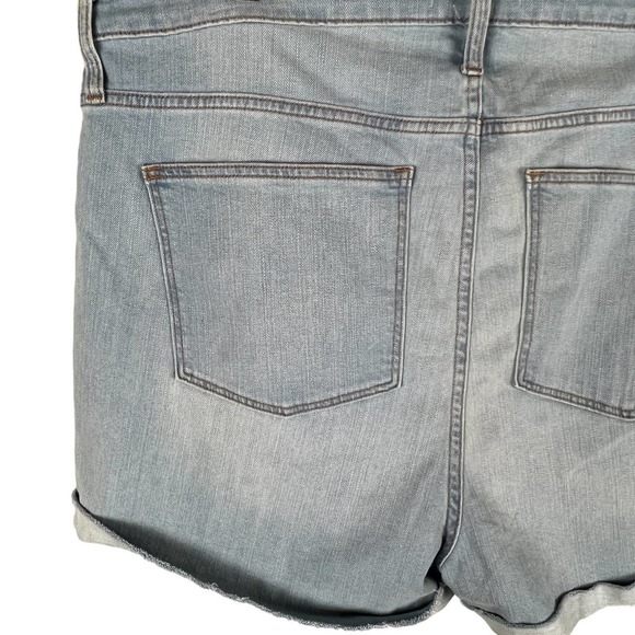MADEWELL‎ HIGH RISE DISTRESSED CUFFED DENIM SHORTS AINGER WASH BLUE SIZE 35 NWT - Picture 7 of 16